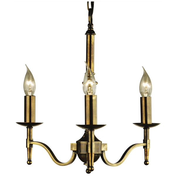 Stanford 3 Light Candle Brass Chandelier