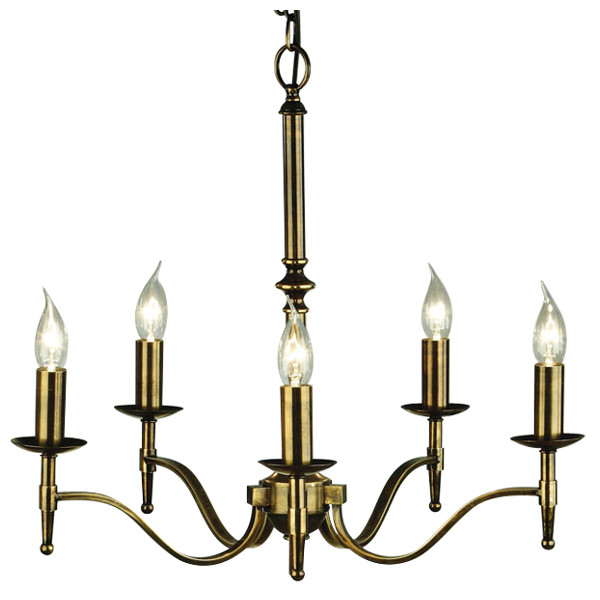 Stanford 5 Light Candle Brass Chandelier