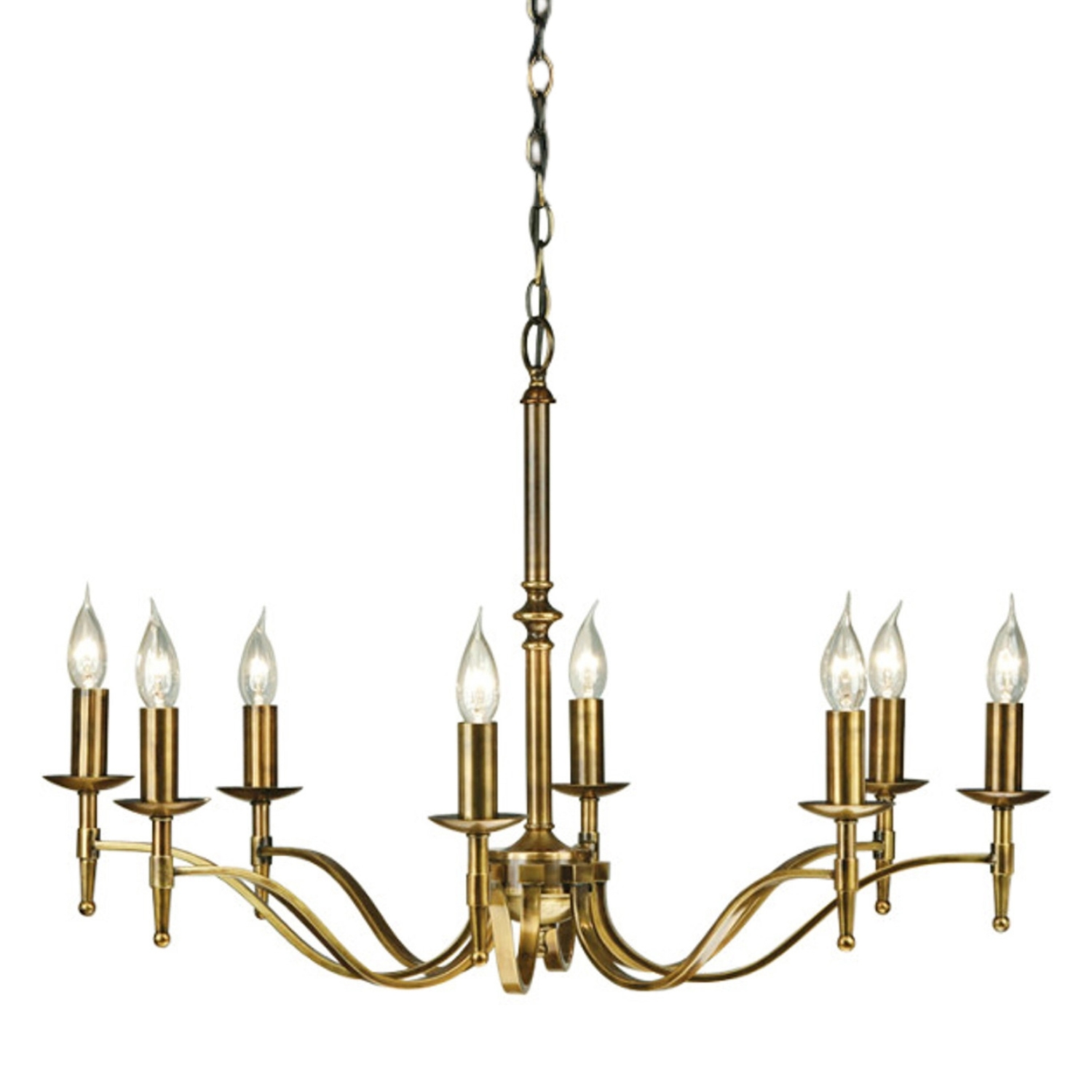 Stanford 8 Light Candle Brass Chandelier