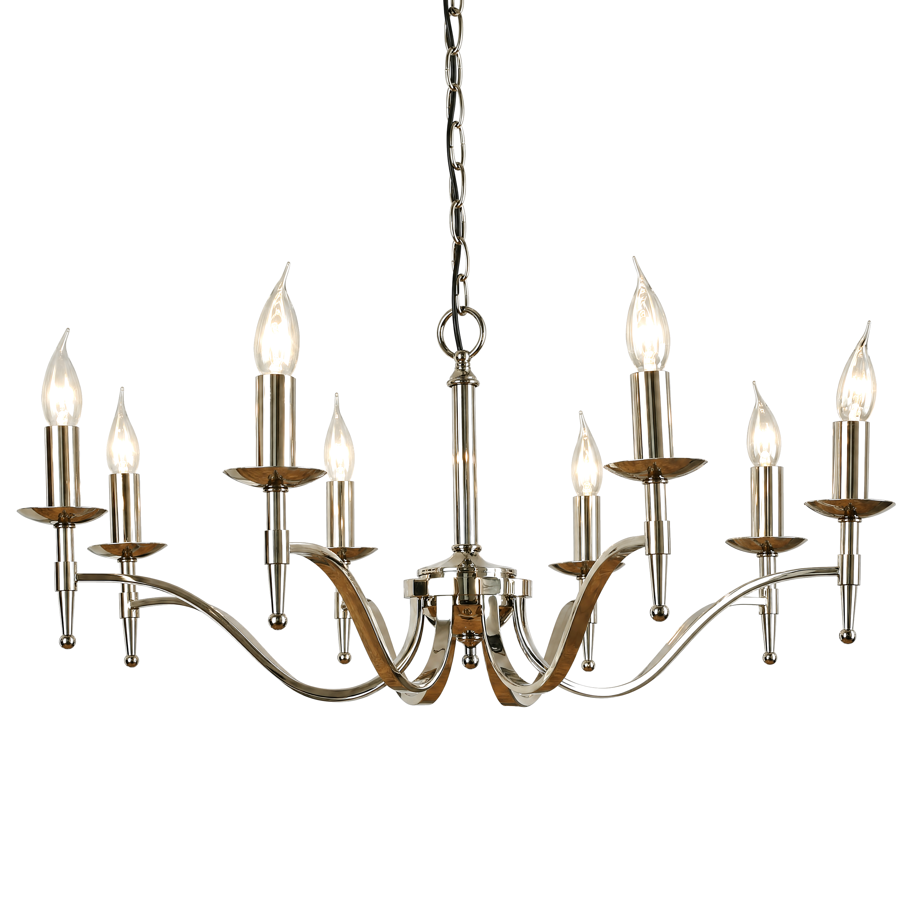 Stanford 8 Light Candle Nickel Chandelier