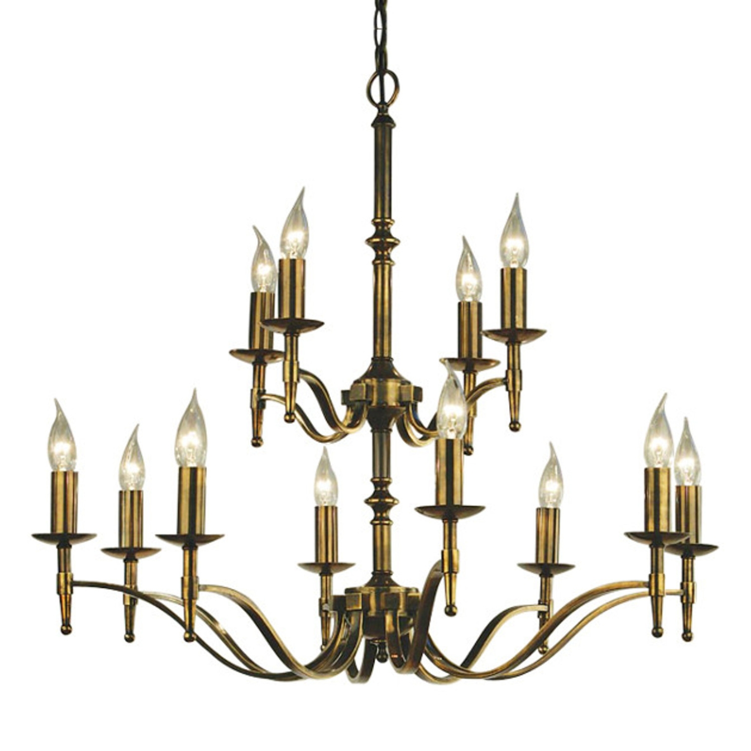 Stanford 12 Light Candle Brass Chandelier