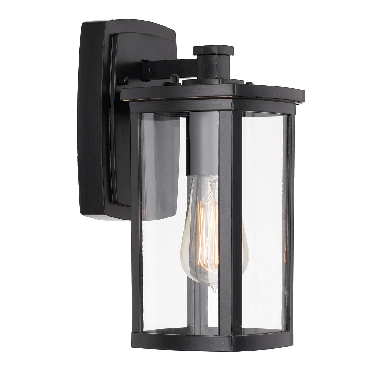 Riverside Black Clear Glass Outdoor Coach Light