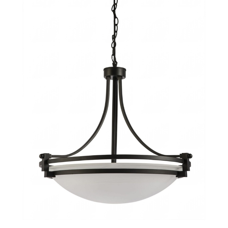 Rene 3 Light Black Alabaster Art Deco Pendant Light