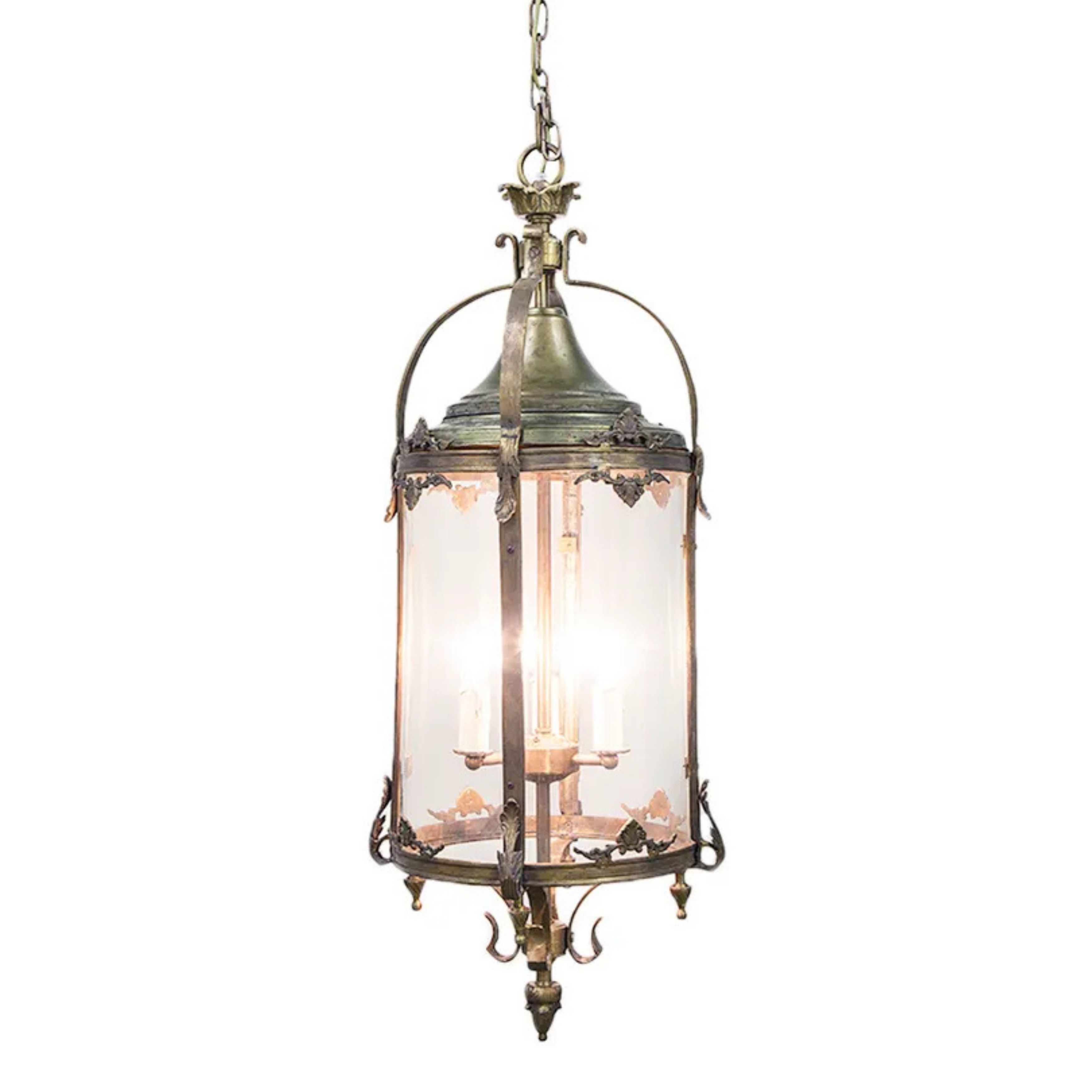 Rubi Brass Glass French Provincial Pendant Light