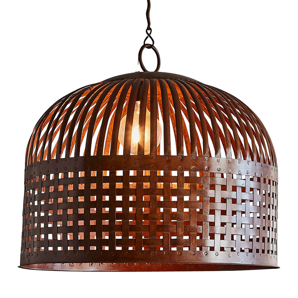 Eshan Rust Large Dome Metal Pendant Light