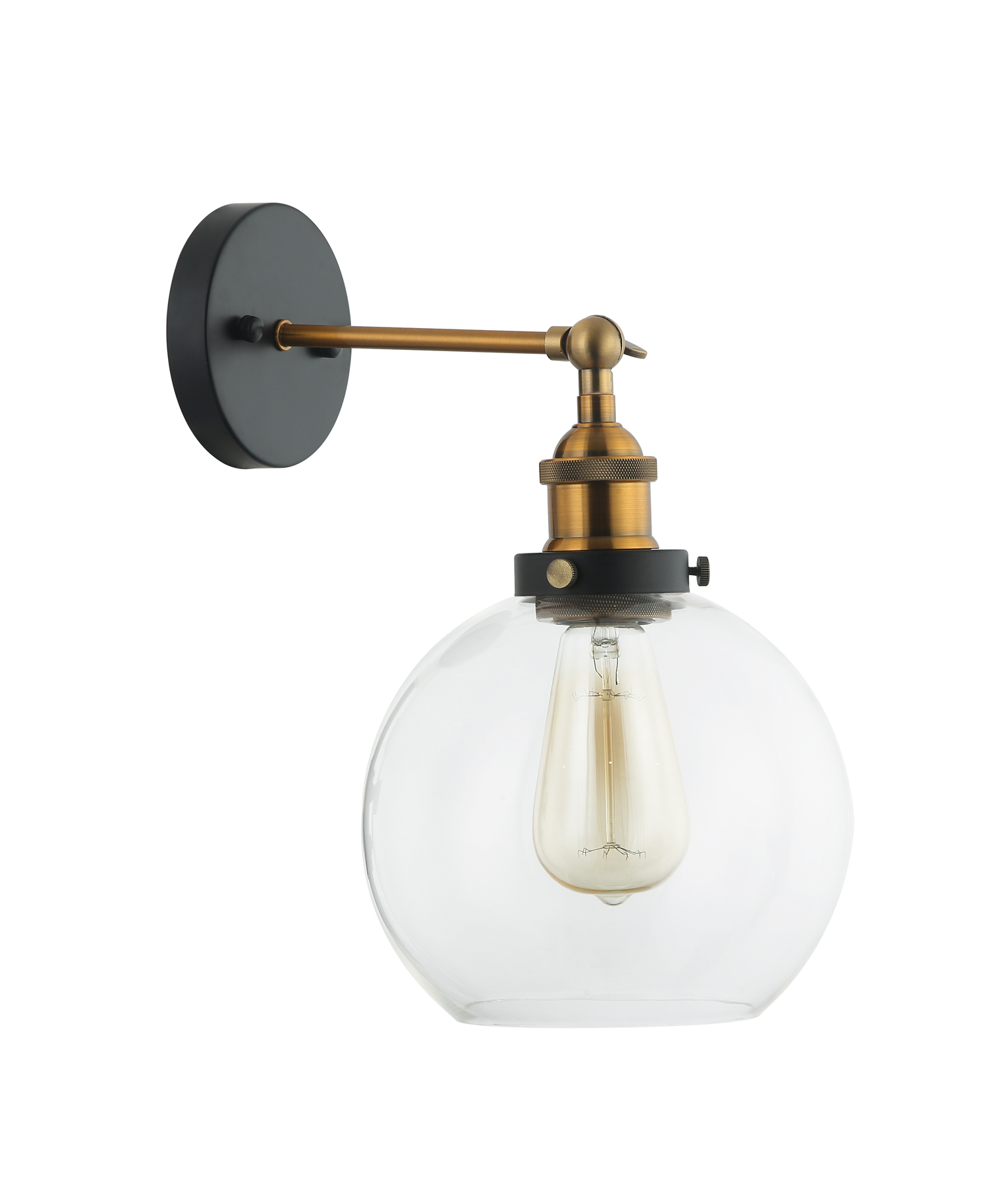 Branson Antique Brass Clear Wine Glass Wall Light