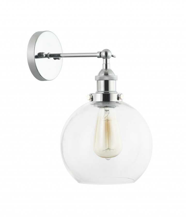 Branson Chrome Clear Wine Glass Wall Light