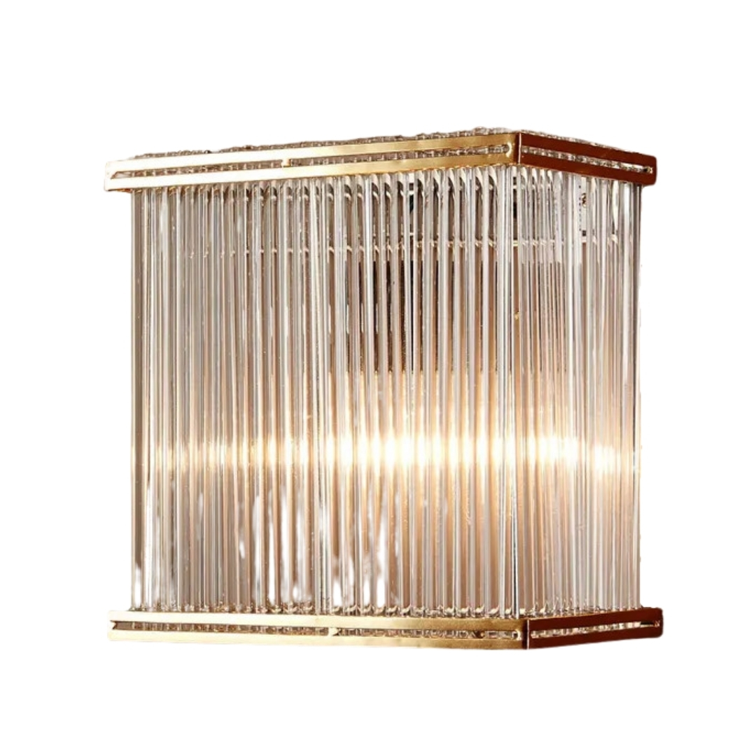 Verra Rectangular Brass Glass Wall Light