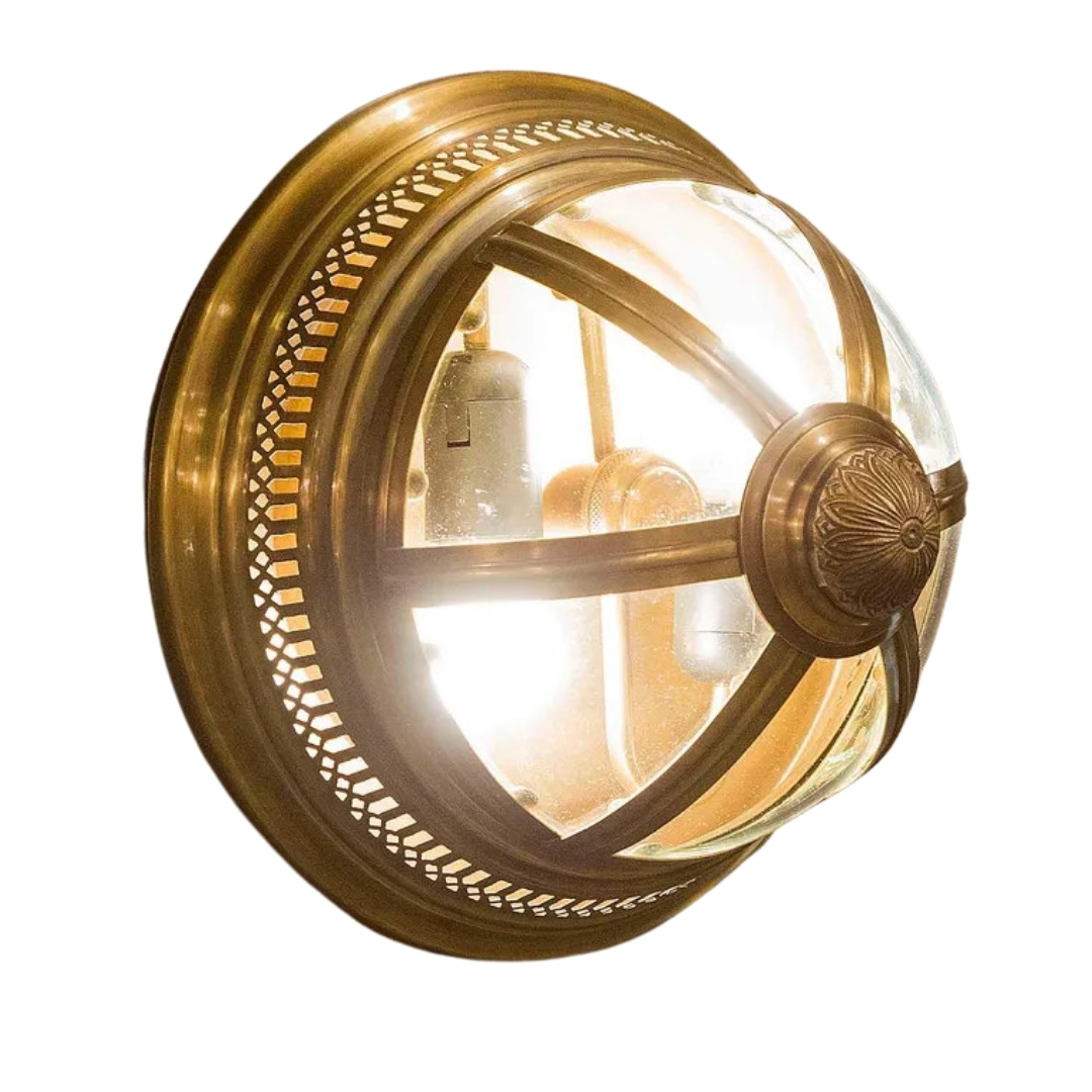 Alamosa Antique Brass Glass Art Deco Wall Light