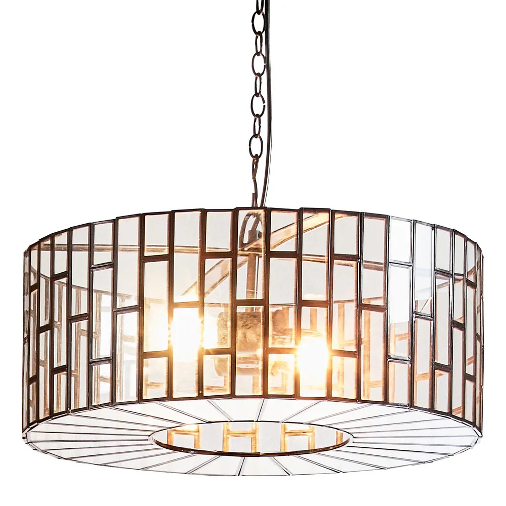 Monte Drum Black Glass Pendant Light