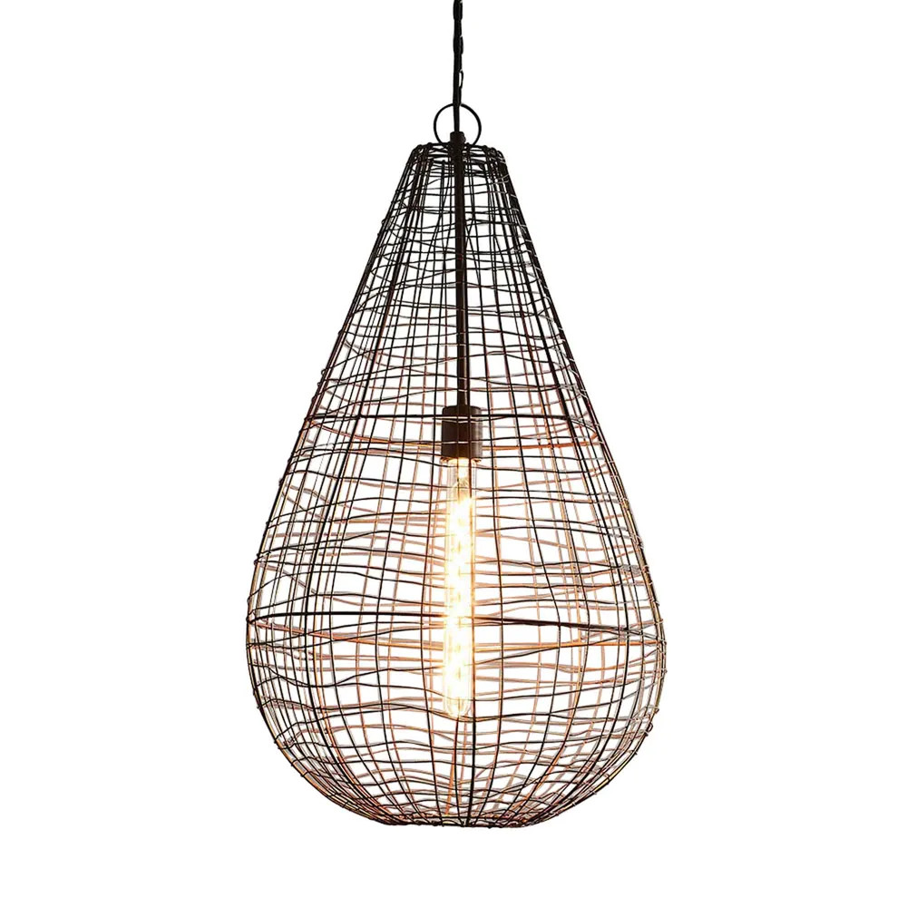 Loris Teardrop Antique Copper Wire Woven Metal Pendant Light