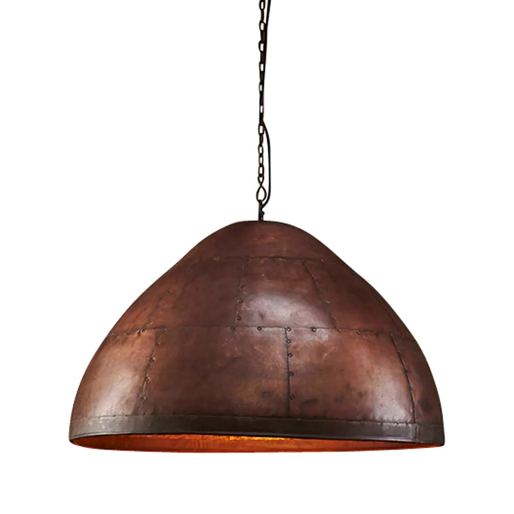 Mustang Dome Copper Iron Riveted Pendant Light