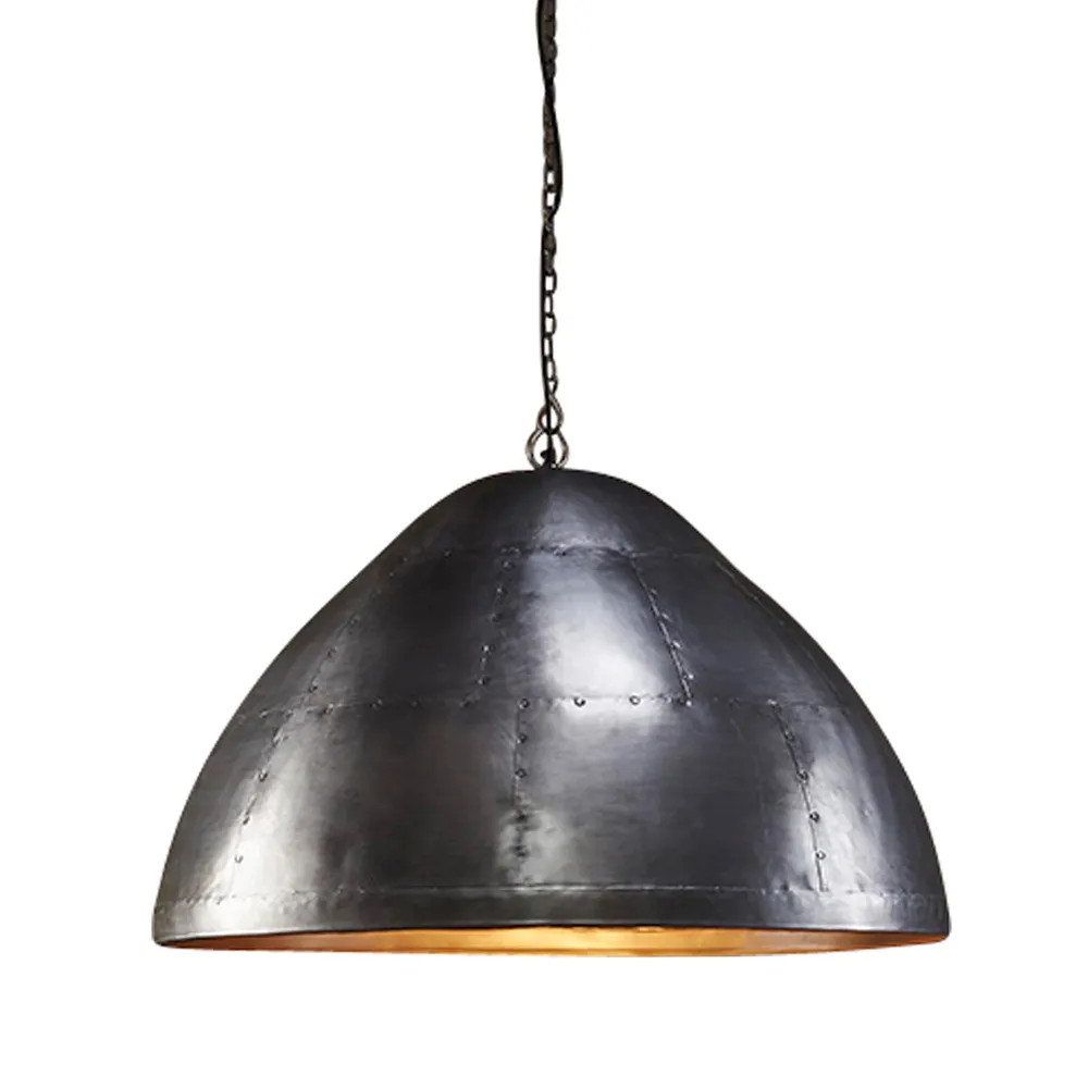 Mustang Dome Zinc Iron Riveted Industrial Pendant Light