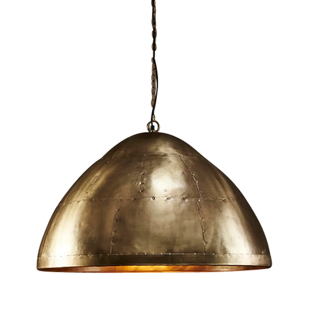 Mustang Dome Brass Iron Riveted Industrial Pendant Light