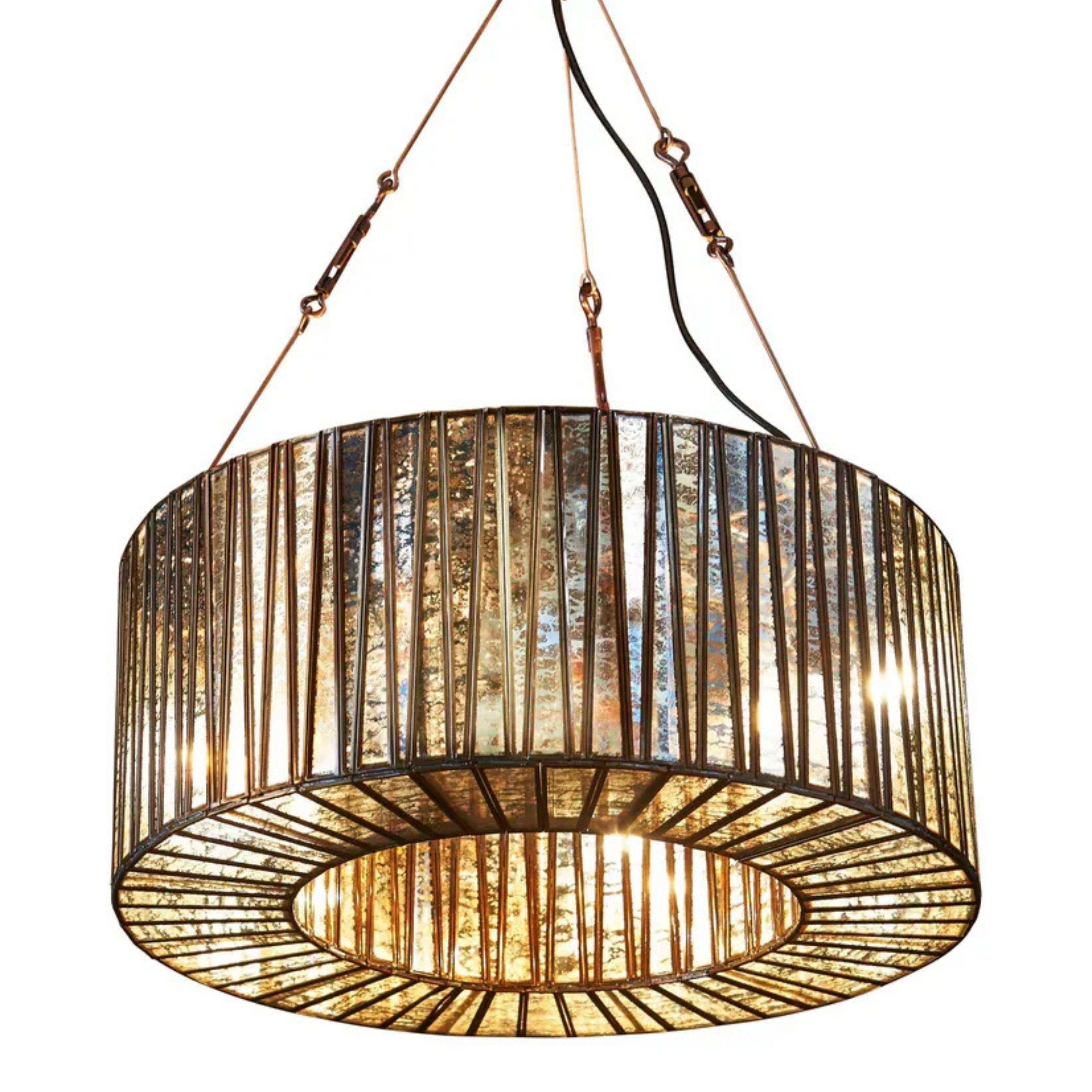 Corinth Drum Brown Glass Pendant Light