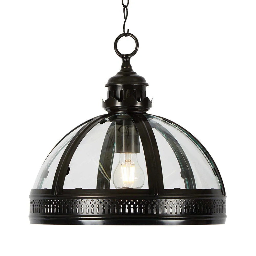 George Dome Black Glass Pendant Light