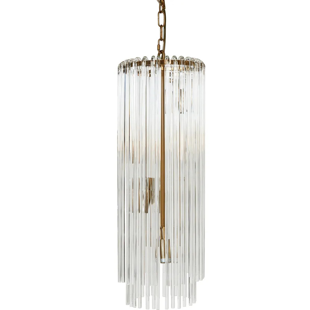 Zephanie Long Brass Clear Pendant Chandelier