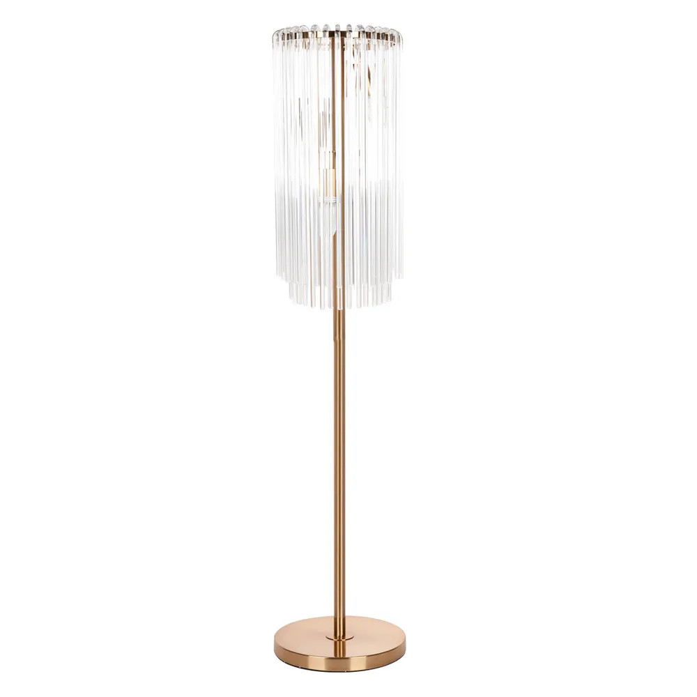 Zephanie Brass Cascading Clear Glass Rods Floor Lamp