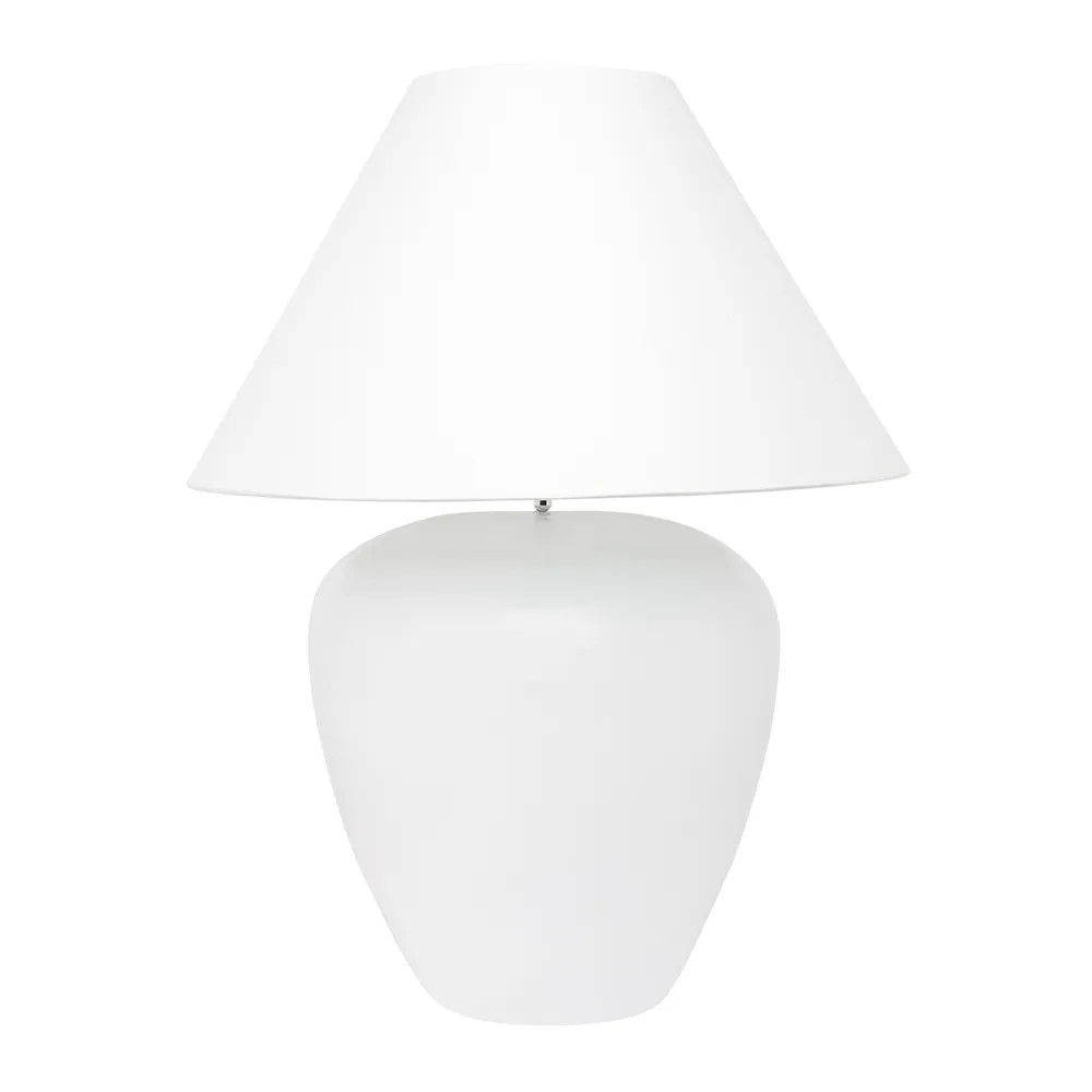 Germaine White with White Shade Ceramic Table Lamp