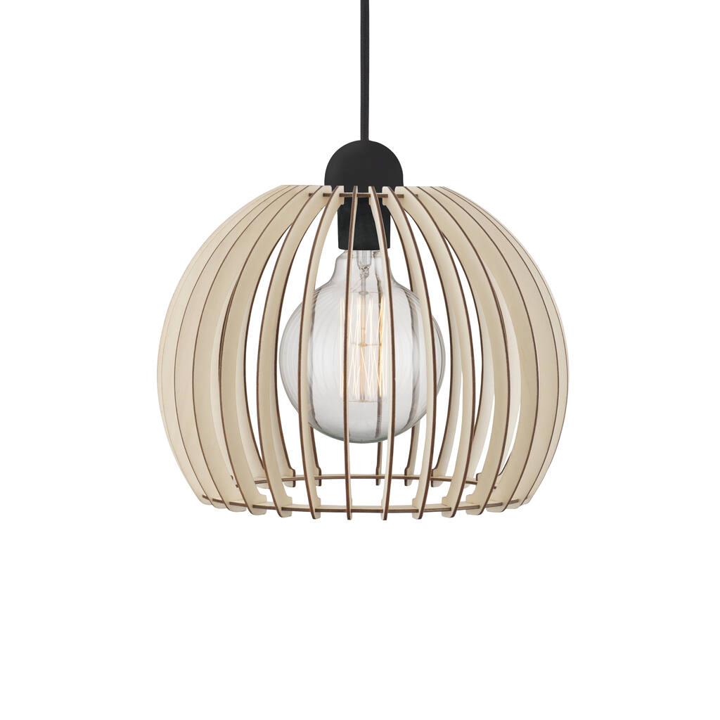 Chino Medium Wooden Slats Round Pendant Light