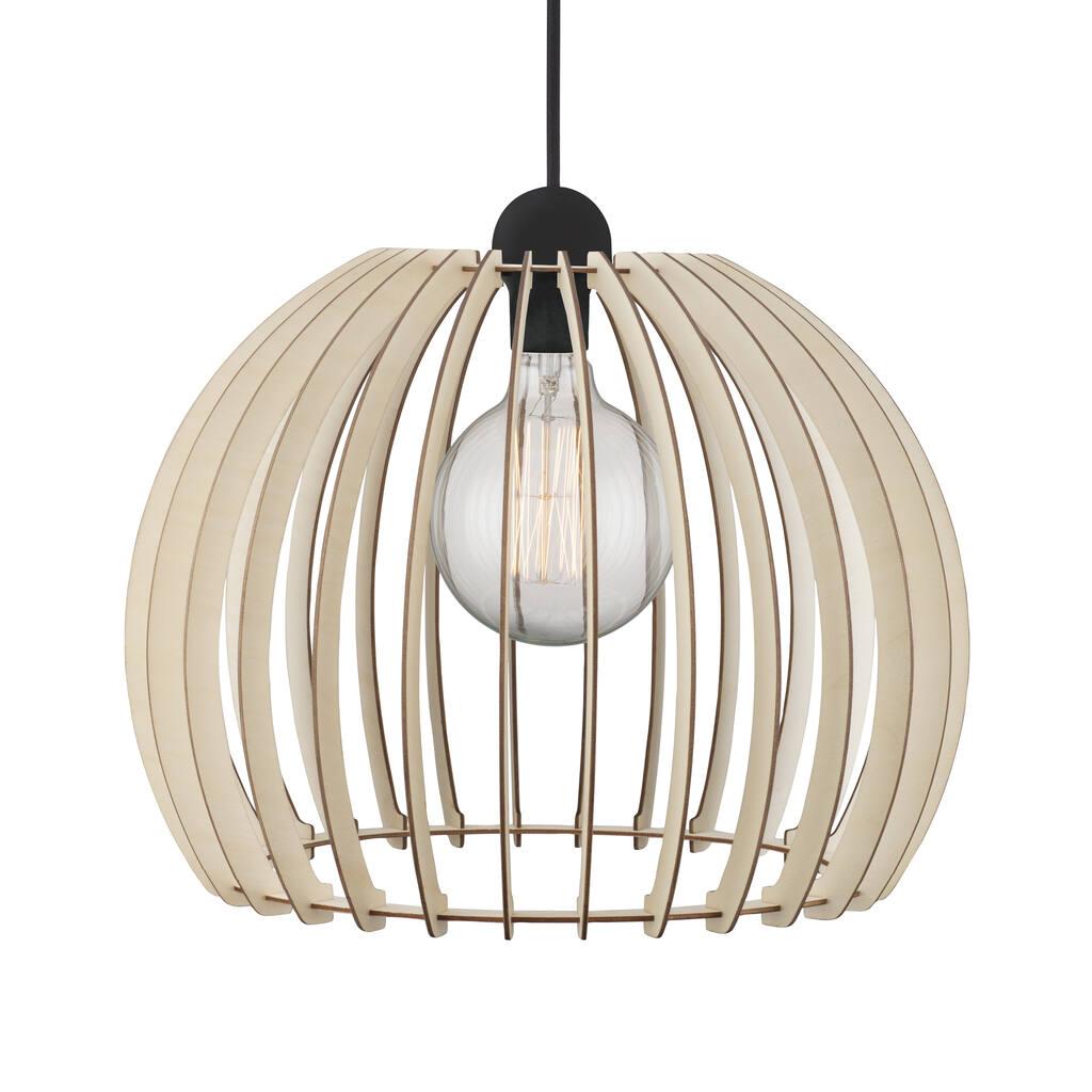 Chino Large Wooden Slats Round Pendant Light