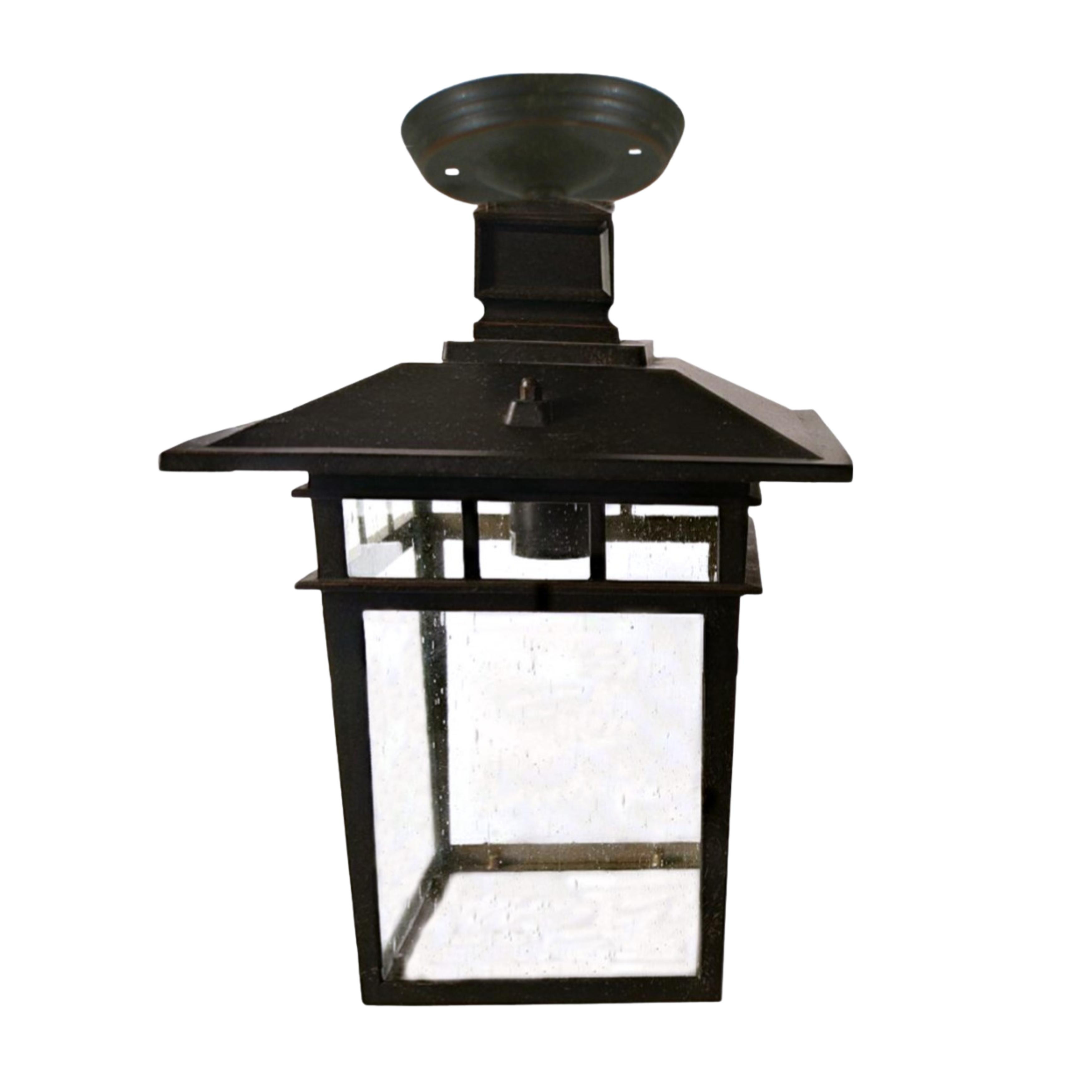 Promenade Medium Overhang Bronze Lantern Close To Ceiling Light