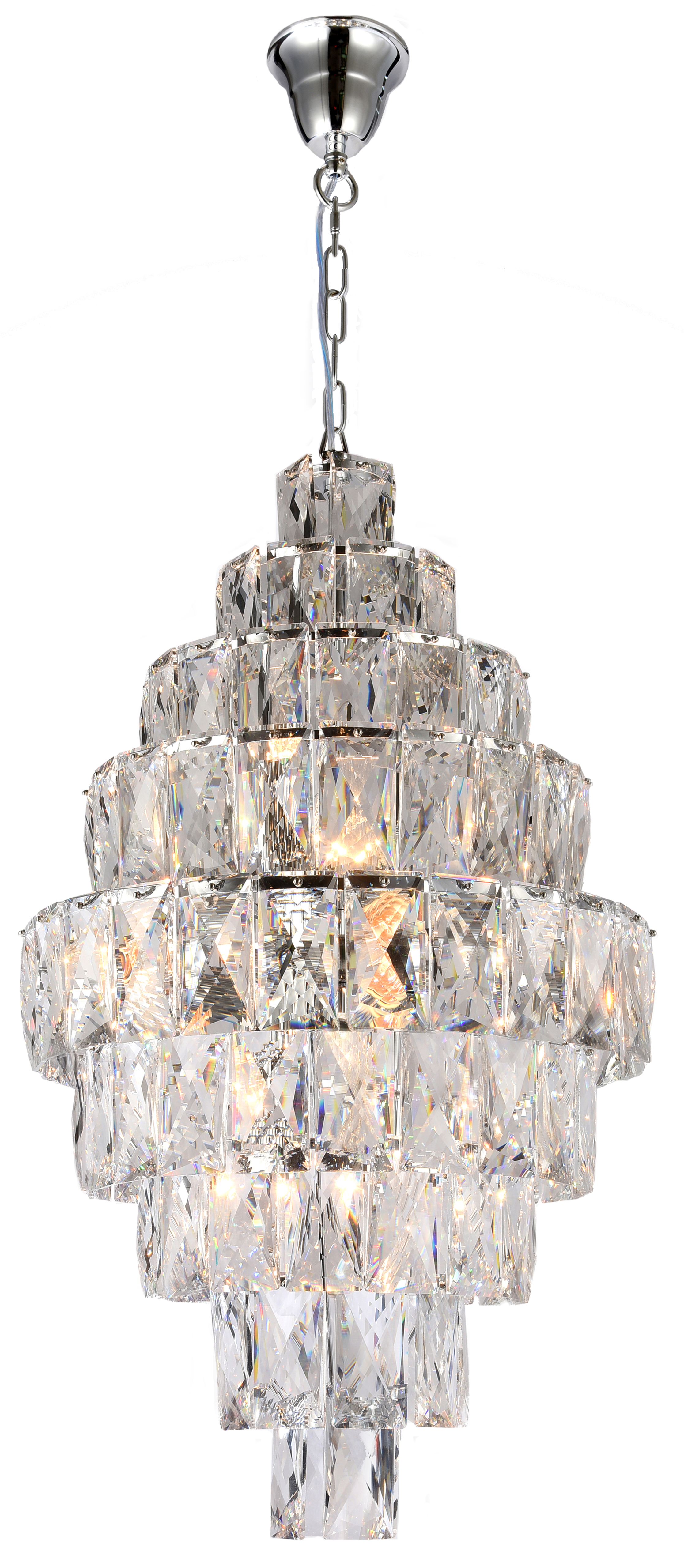 Waterfall Nine-Tiered Chrome Glass Crystal Pendant Light