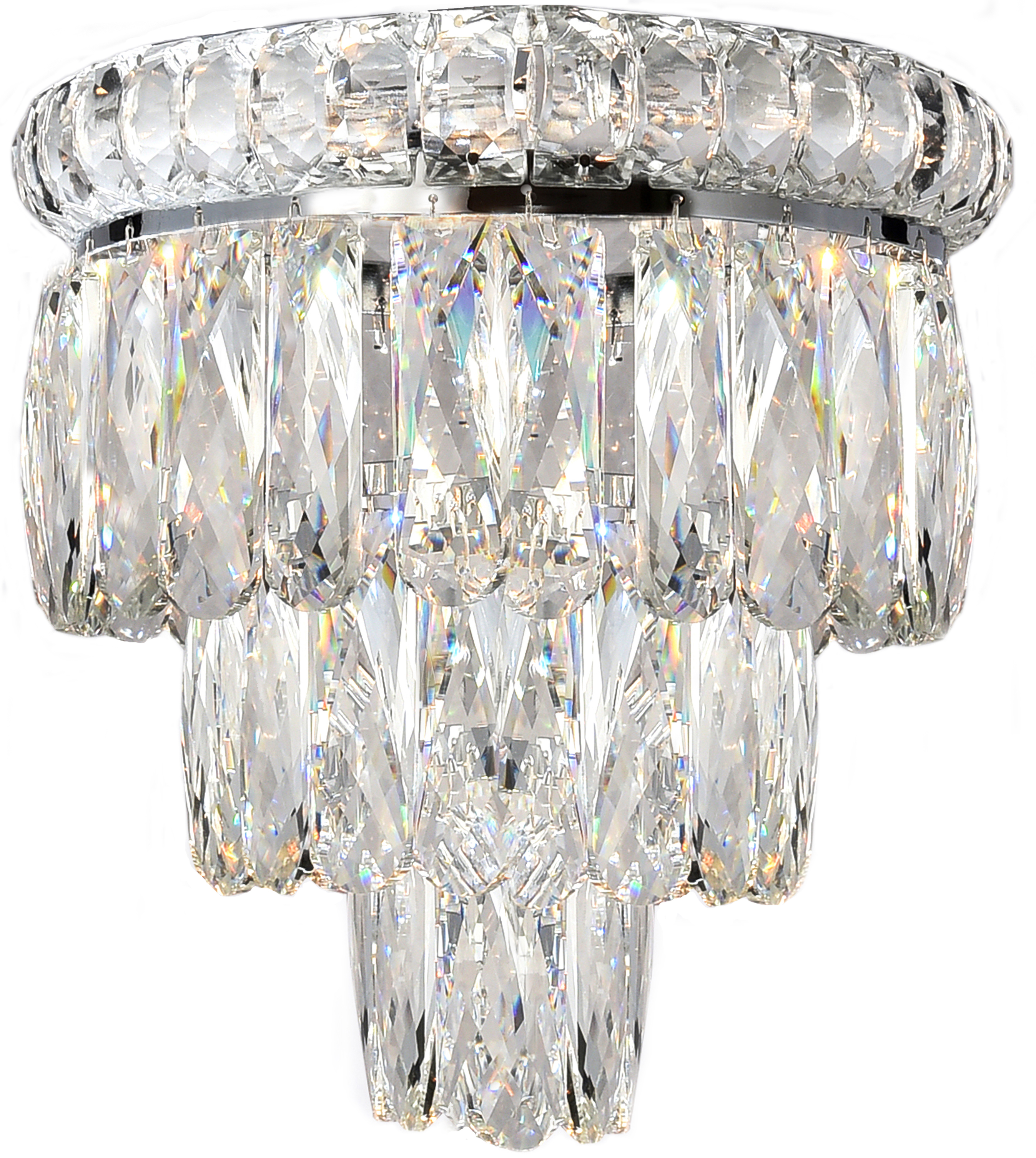 Emporia Three-Tiered Chrome Glass Crystal Wall Light