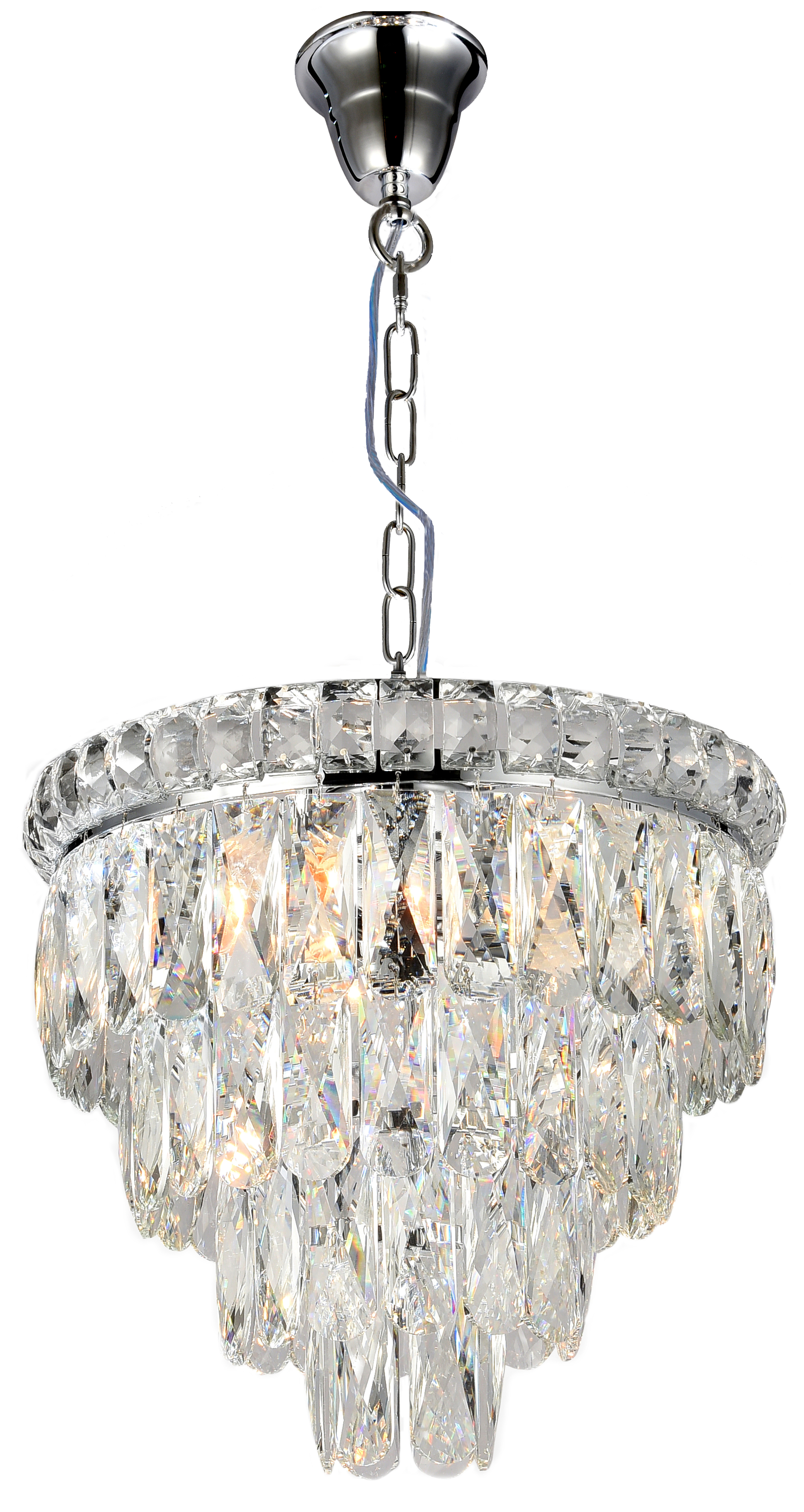 Emporia Four-Tiered Chrome Glass Crystal Chain Pendant Light