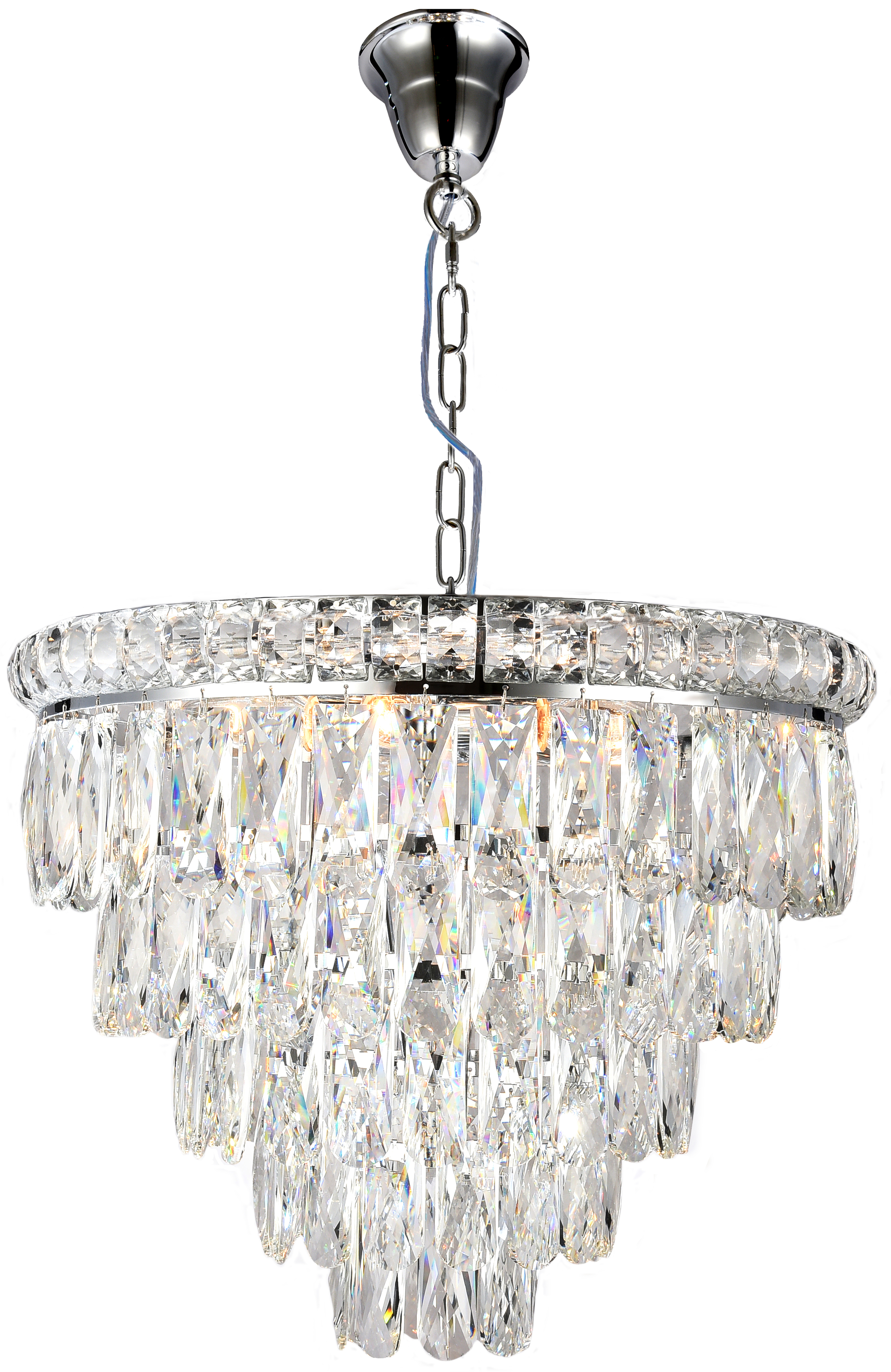 Emporia Five-Tiered Chrome Glass Crystal Chain Pendant Light