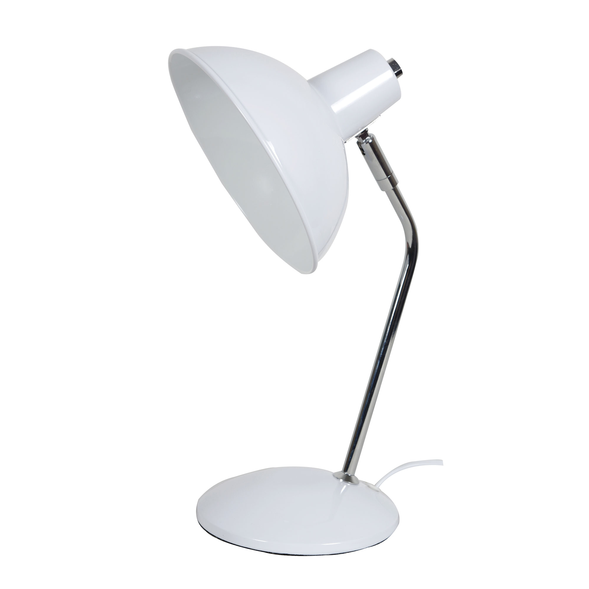 Freya White and Chrome Minimalist Desk Lamp