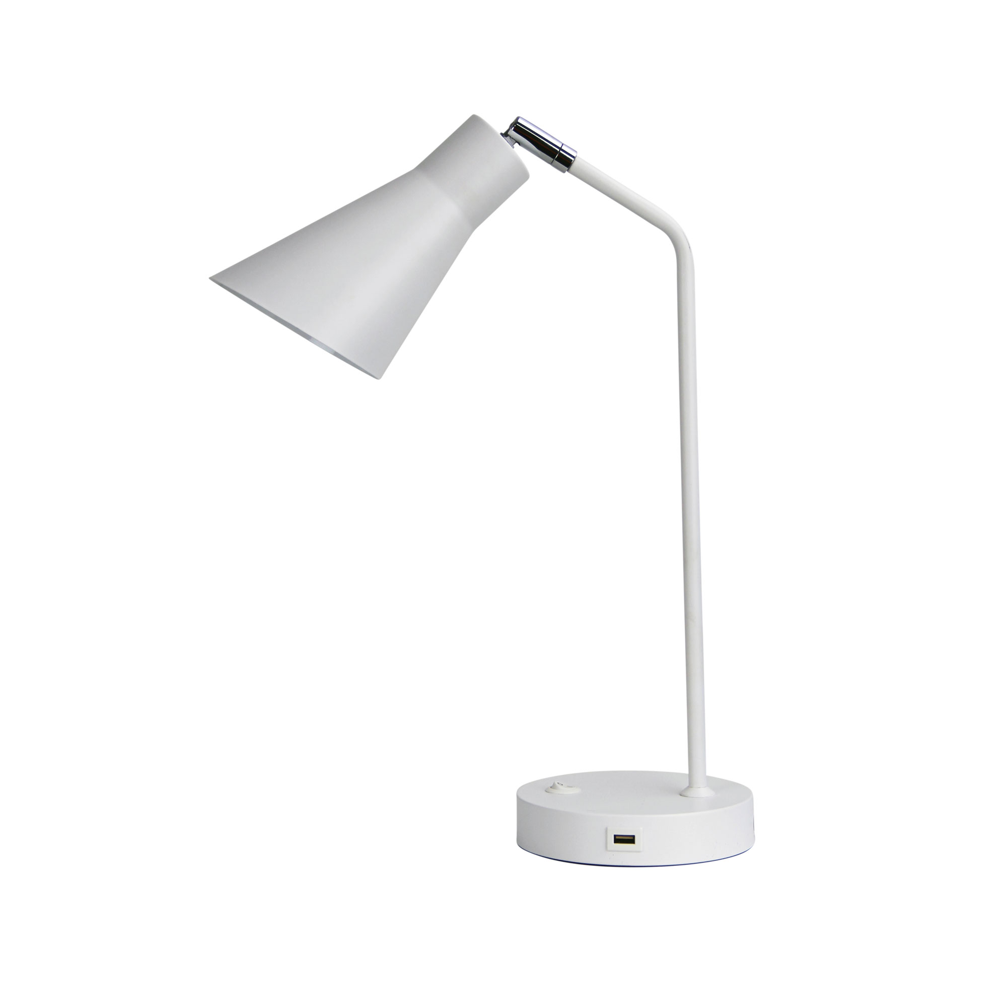 Odin White Desk Lamp with USB Charging