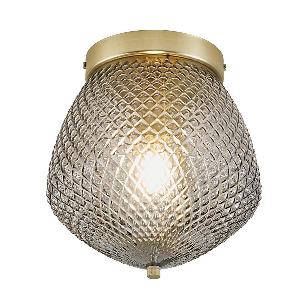 Orbiform Brass Smoked Glass Ceiling Light