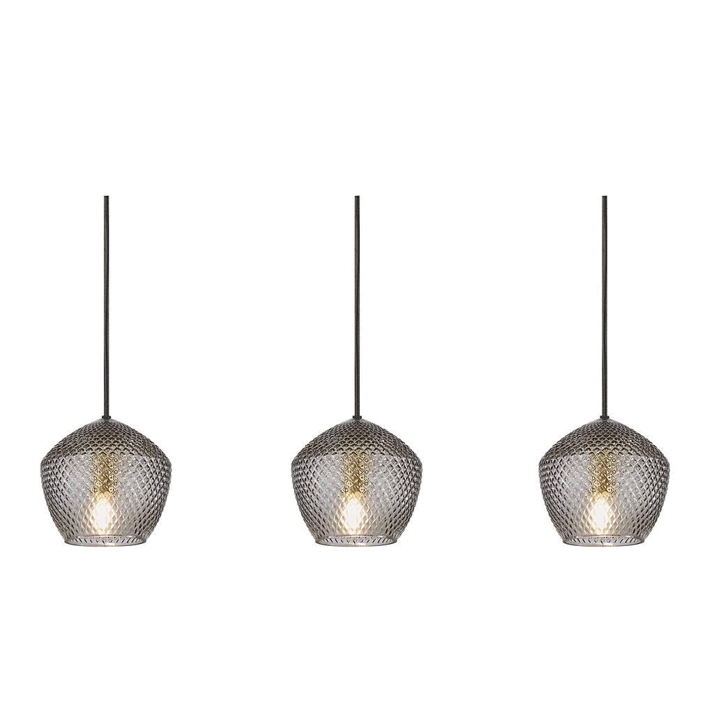 Orbiform Brass Smoked Glass Linear Pendant