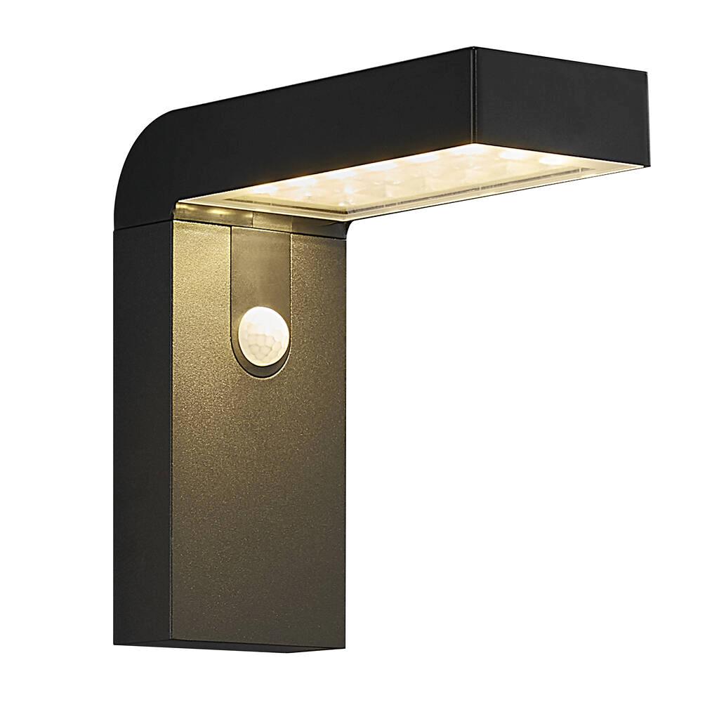 Alya Black Solar LED Cordless Wall Light with Sensor