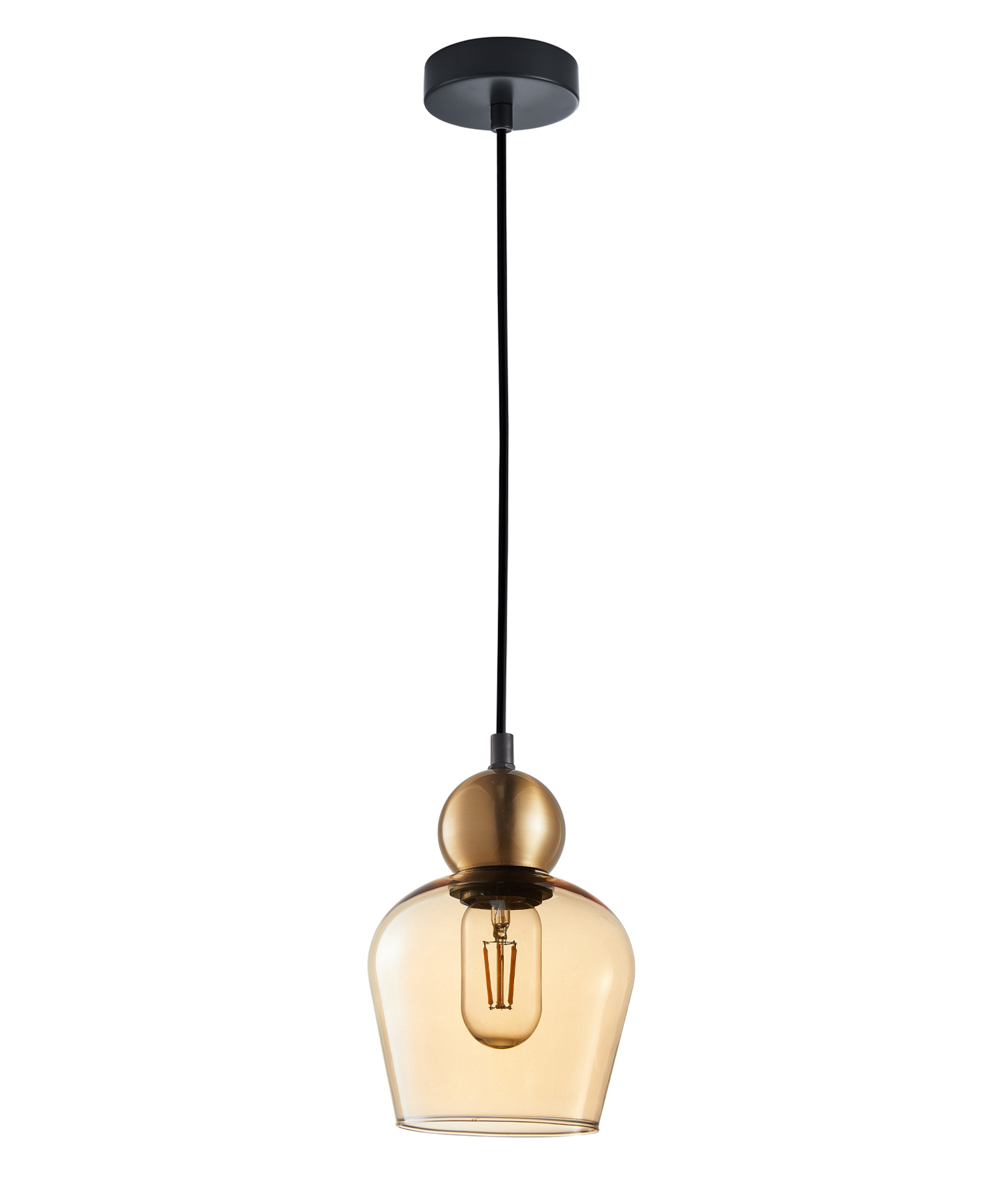 Organ Bronze Bell Amber Glass Pendant