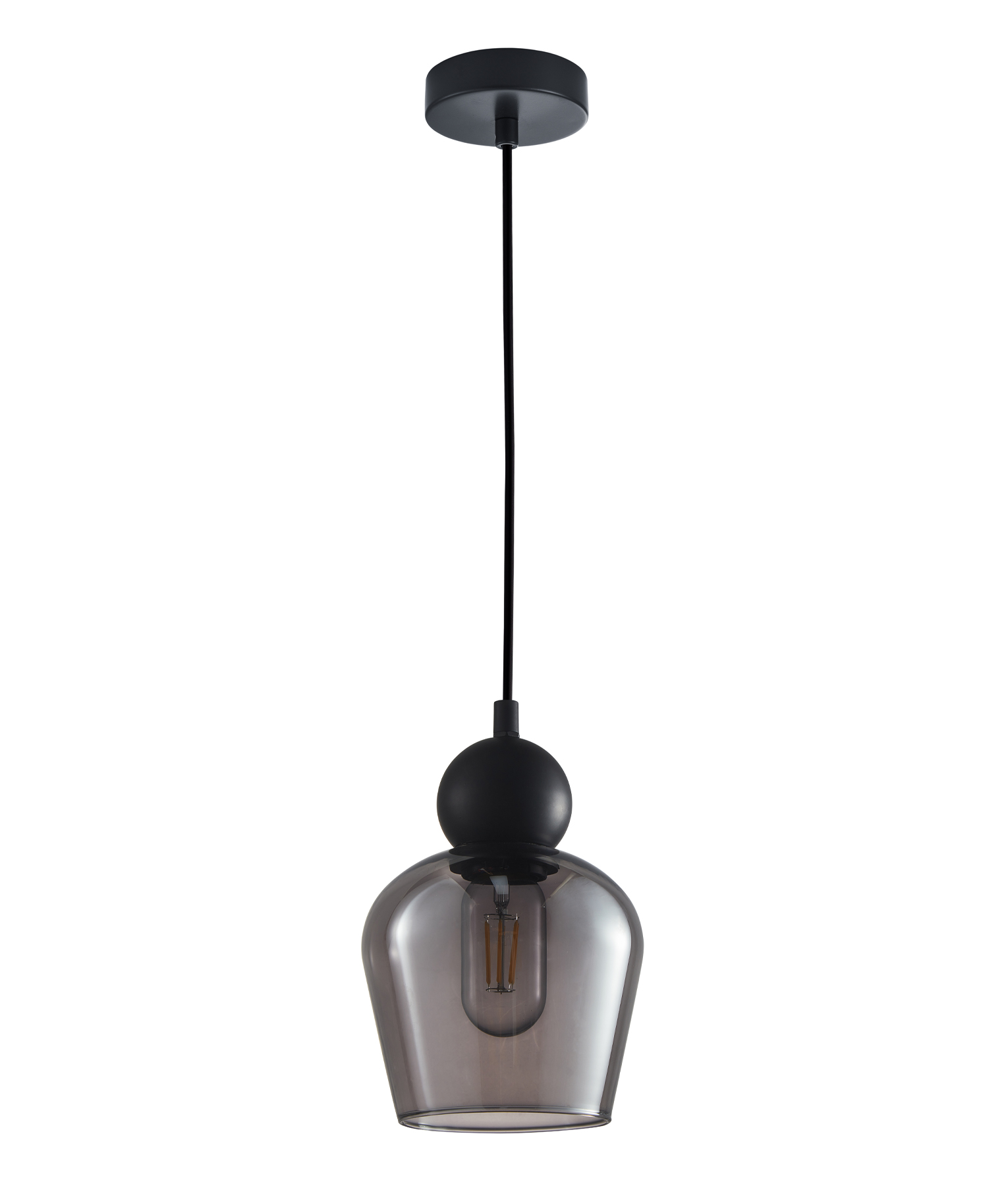 Organ Black Bell Smoke Glass Pendant
