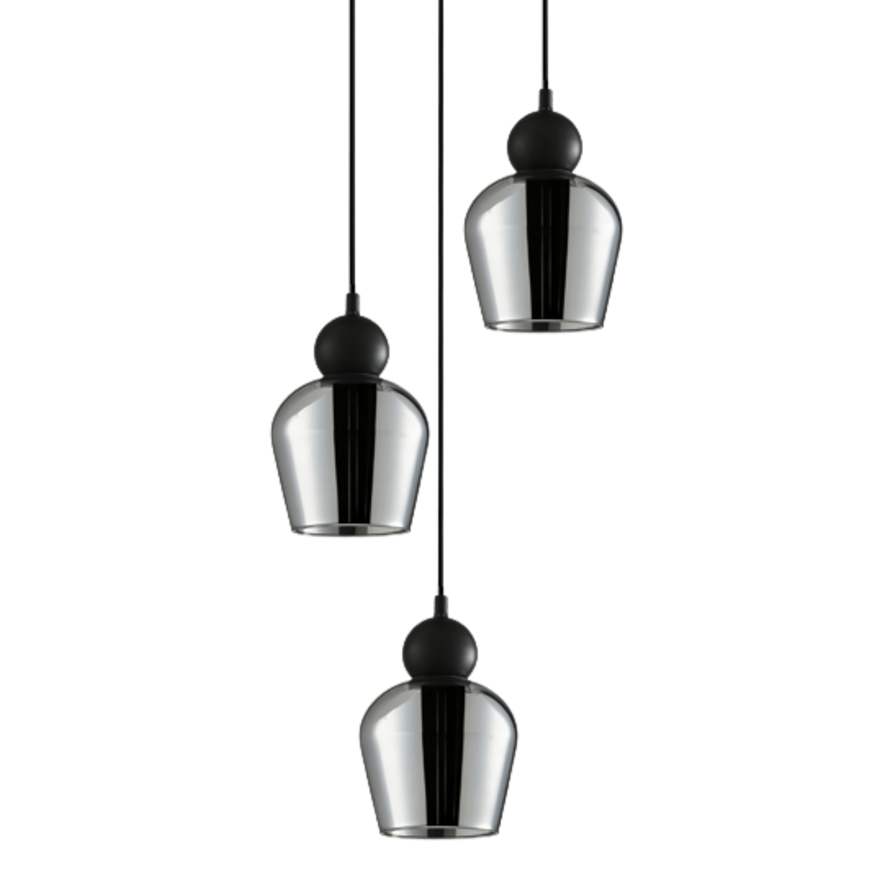 Organ Black Bell Smoke Glass Cluster Pendant