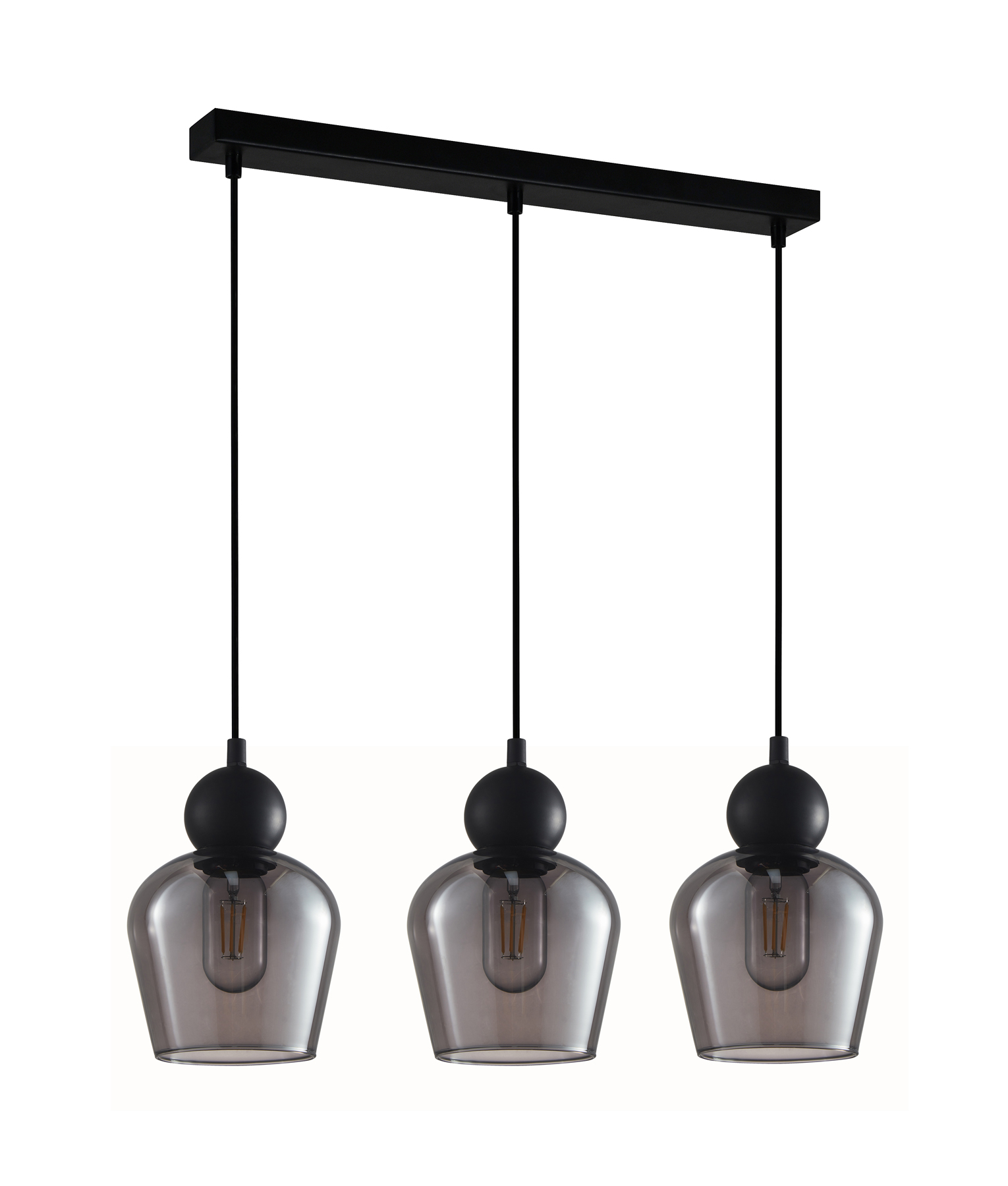 Organ Black Bell Smoke Glass Linear Pendant