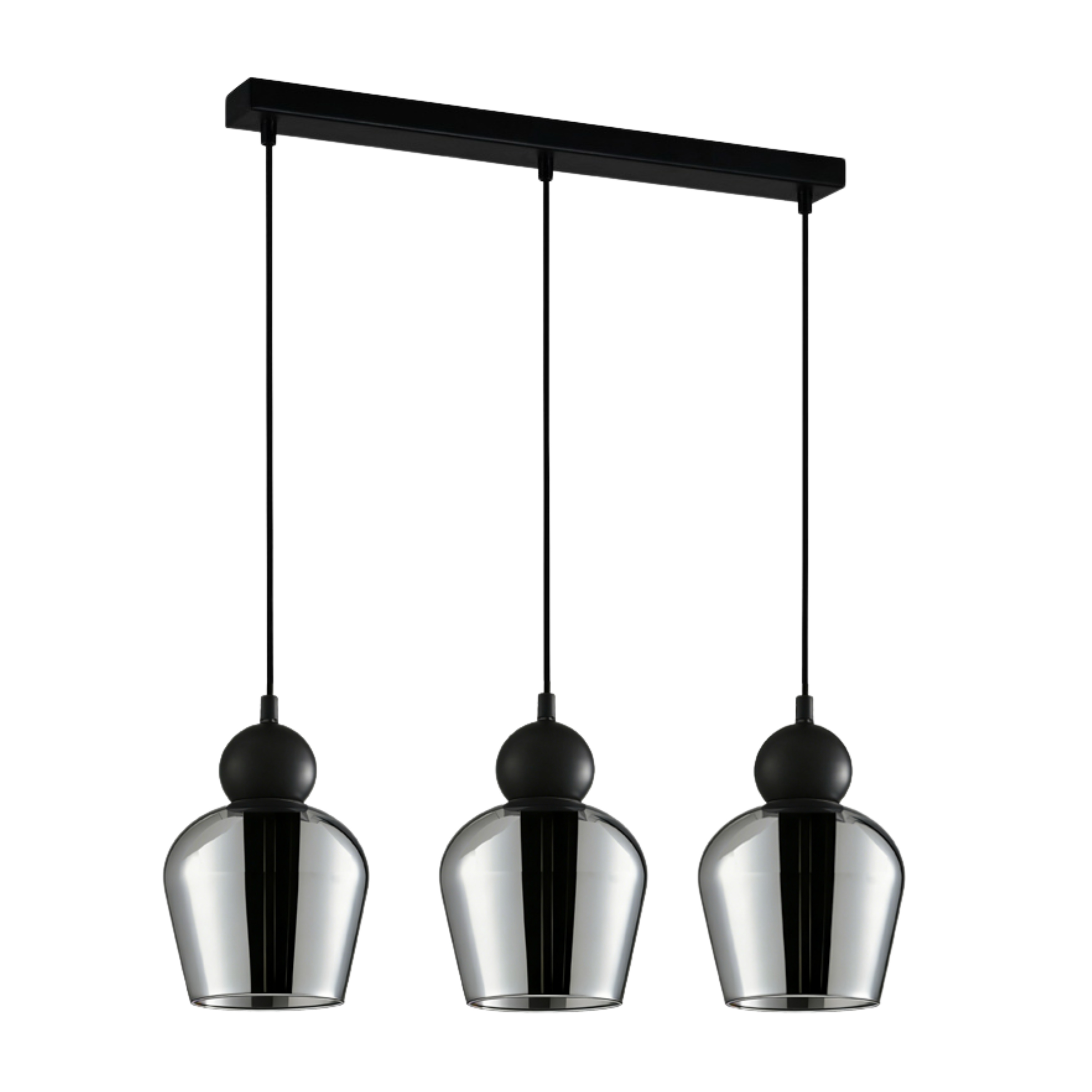 Organ Black Bell Smoke Glass Linear Pendant