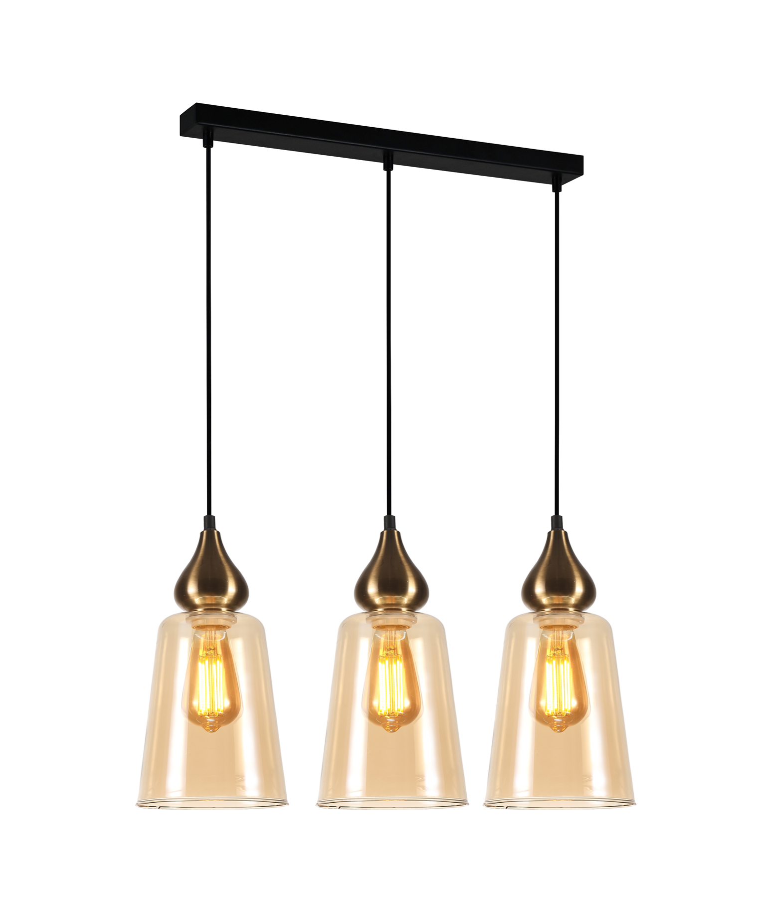 Crown Bronze Amber Glass Ellipse Linear Pendant