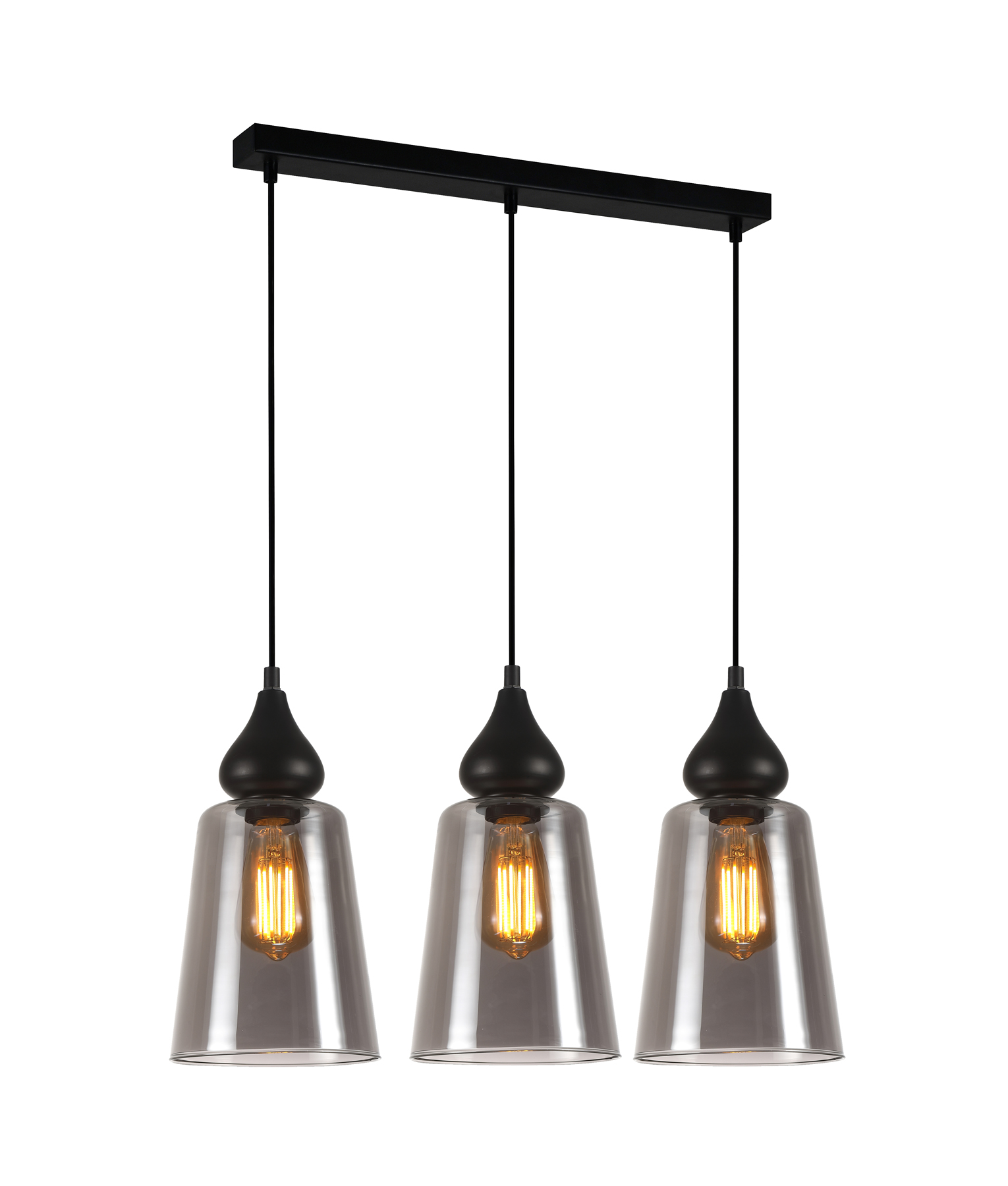 Crown Black Smoke Glass Ellipse Linear Pendant