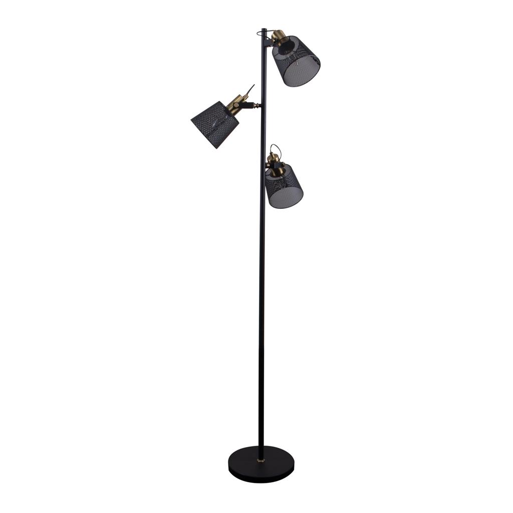 Rustica Black Three-Headed Mesh Floor Lamp