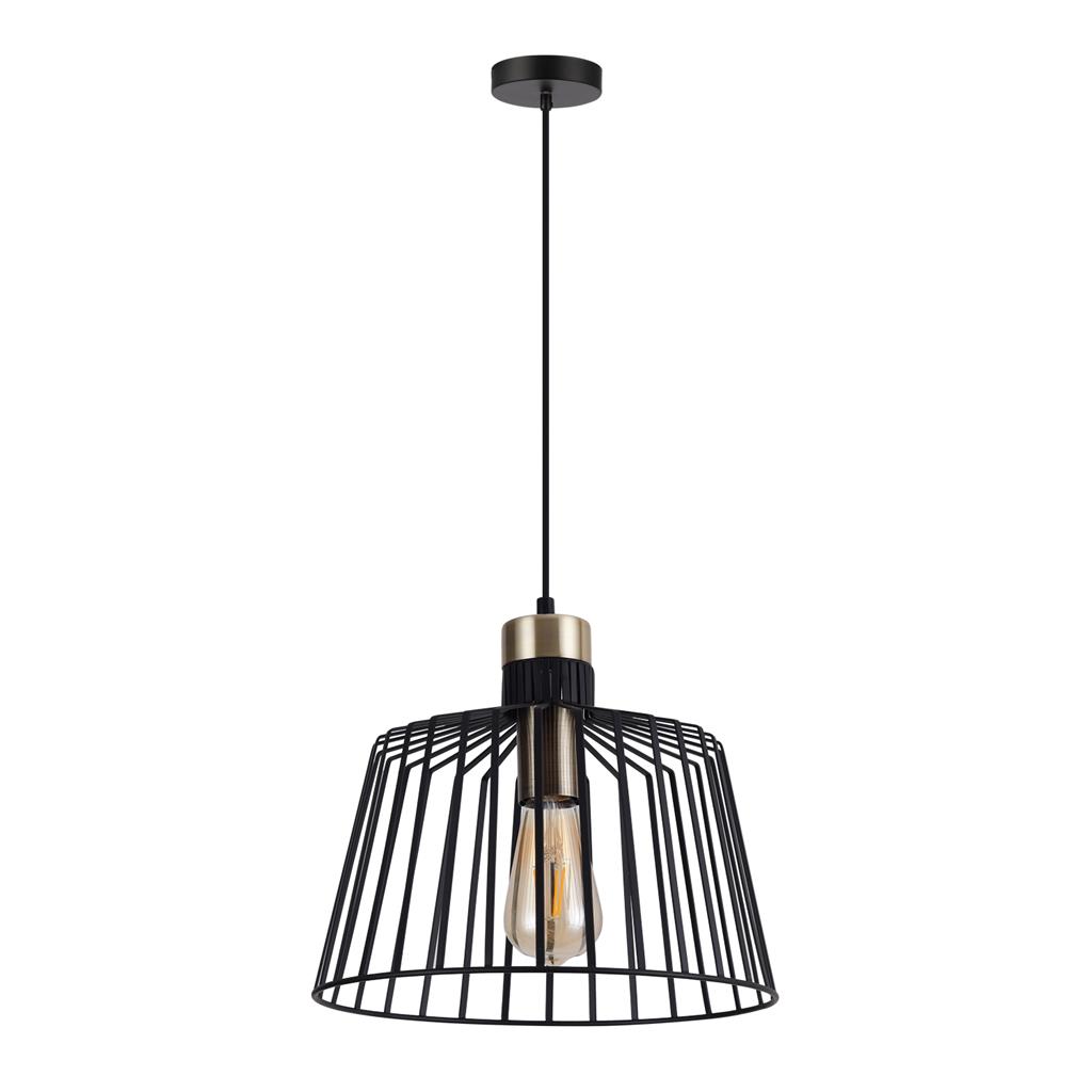Ashley Matt Black Metal Cage Pendant Light
