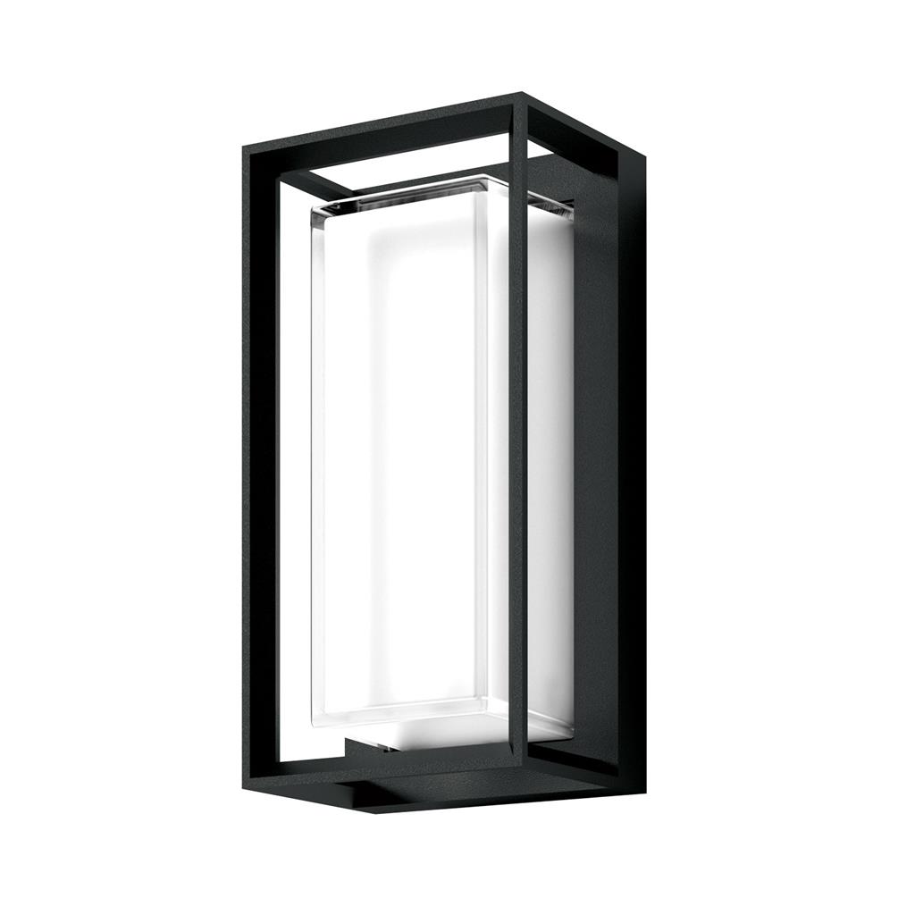 Como Black Rectangular Outdoor LED Wall Light