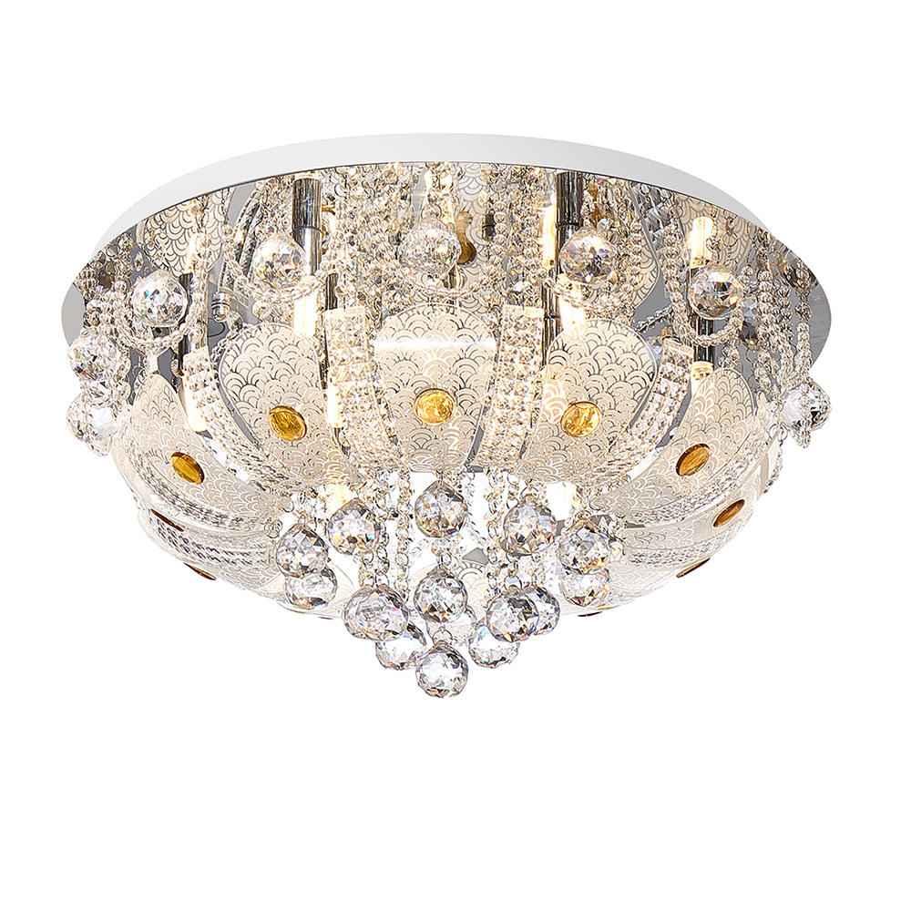 Elsa Art Deco Glass Leaves Close To Ceiling Light