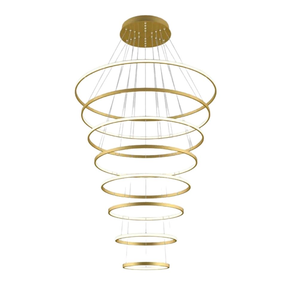 Cali Gold LED Eight Rings Pendant Chandelier