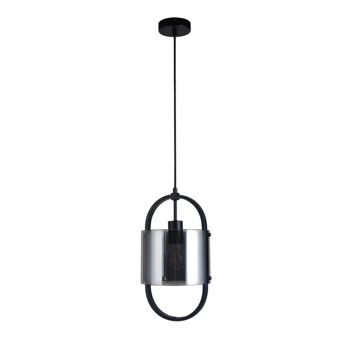 Pristine Black with Smoke Glass Pendant