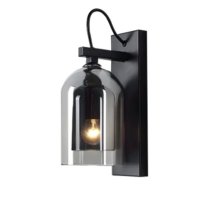 Madrid Black with Smoke Glass Wall Light