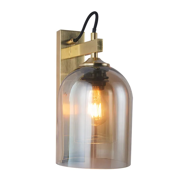 Madrid Gold with Cognac Glass Wall Light
